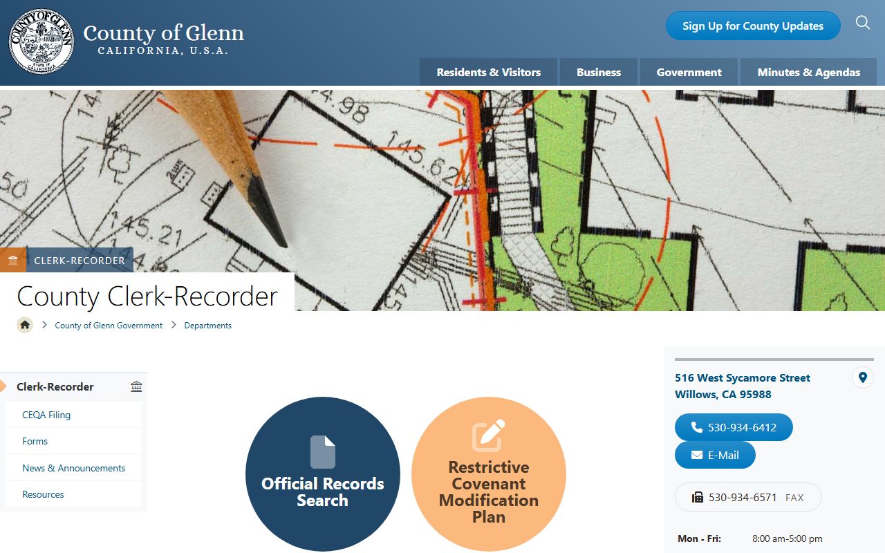 Glenn County Clerk-Recorder page