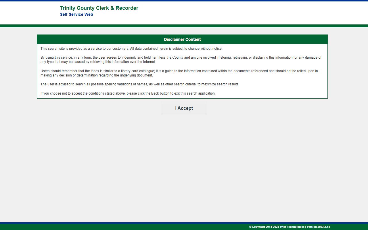 Trinity County Tyler self-service portal