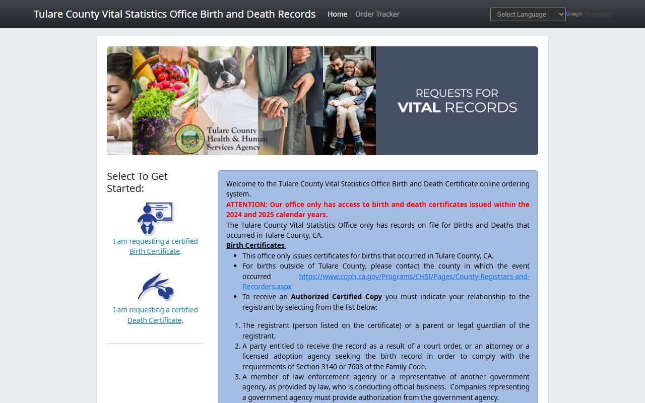 Tulare County Permitium online ordering portal