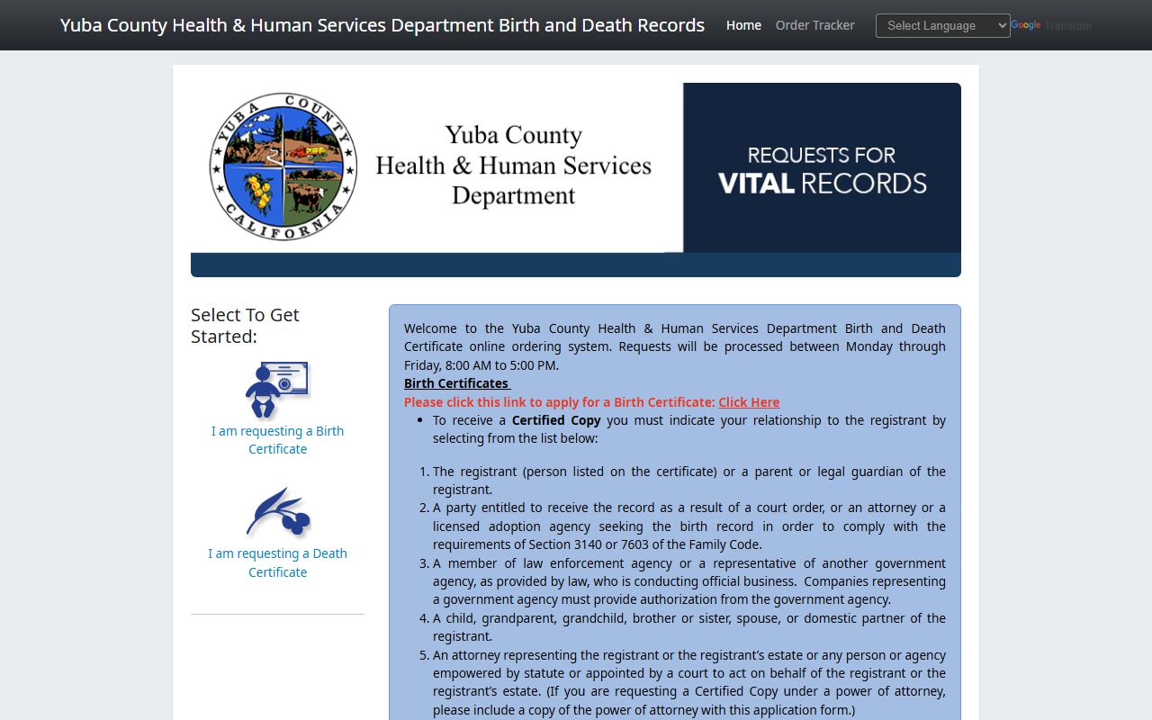 Yuba County Permitium online ordering portal
